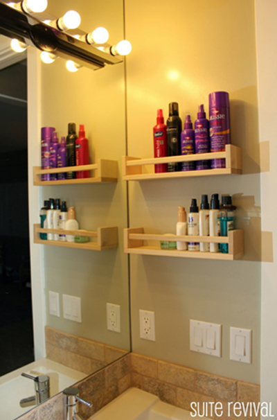 Spice rack to hold products in bathroom