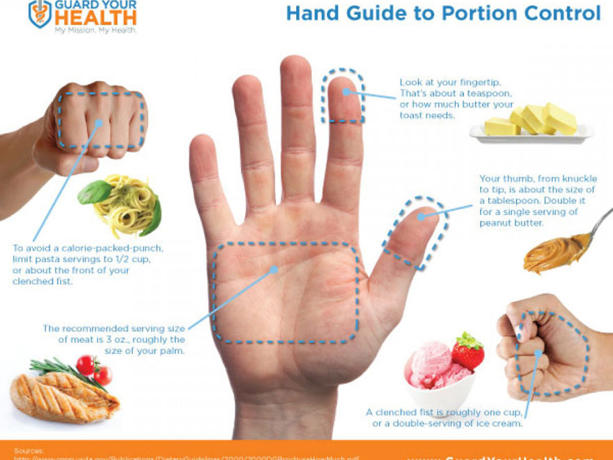 Your hand can serve as a good reference for portion sizes [Infographic] -  HellaWella